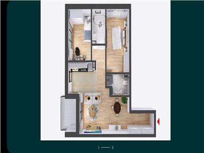 Apartament cu 3 camere, finisat 68 mp utili plus gradina 30 mp. Acces usor spre Cj.