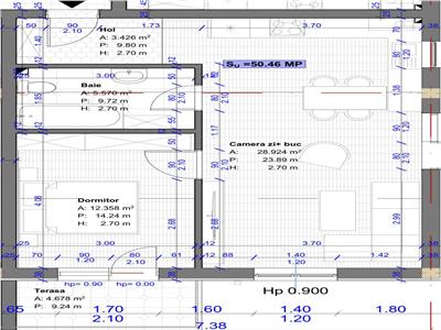 Apartament 2 camere la cheie, 51 mp utili plus 2 balcoane, etaj 1.